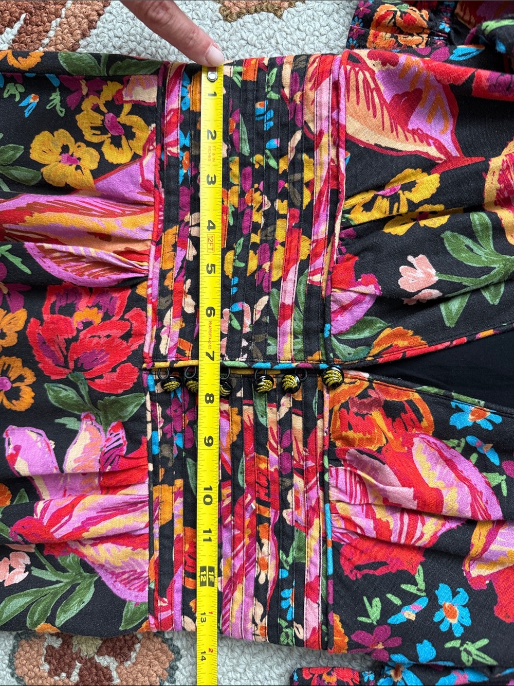 FARM Rio Black Floral Puff-Sleeve Mini Dress - size xs - Picture 2 of 3